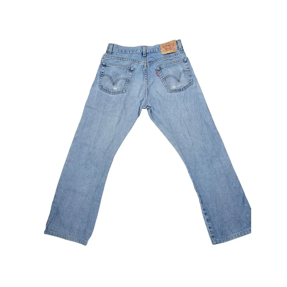 VTG Levis 517 Boot Cut Jeans Mens 31x30 Light Wash Blue Denim Distressed *Flawed